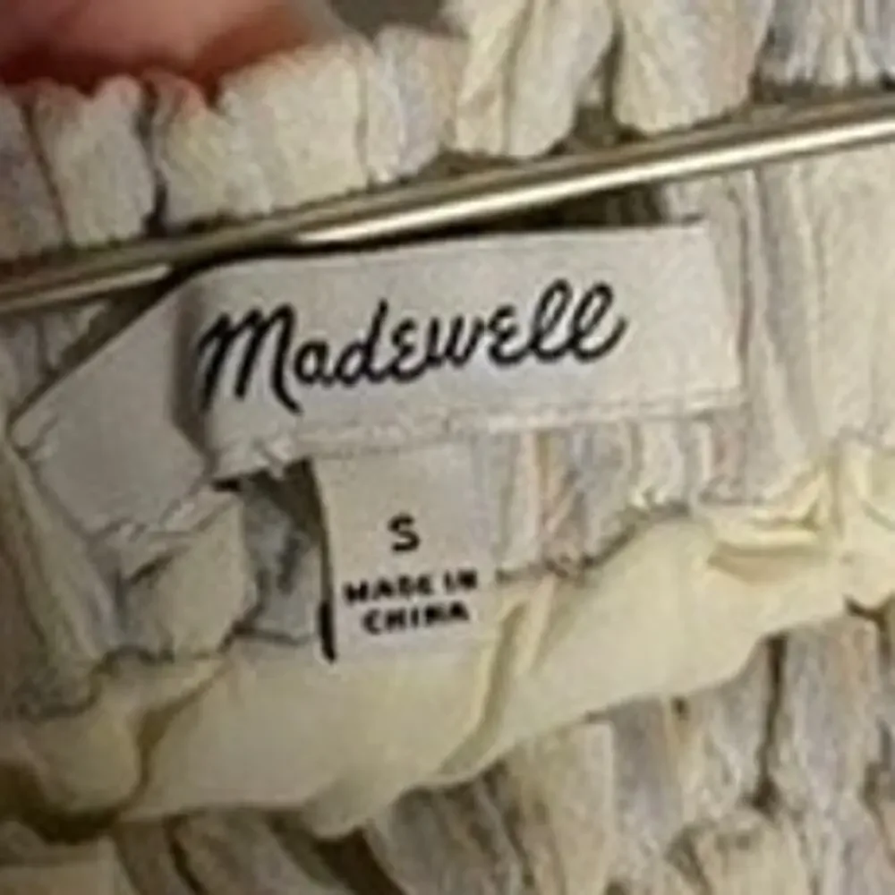 Madewell Smocked Linen Pull-On Mini Flared Flowing Skirt in Cool Fog Stripe